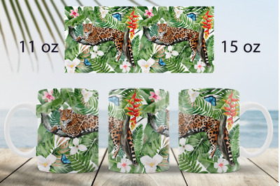 Tropical mug wrap design 15 oz and 11oz Summer sublimation