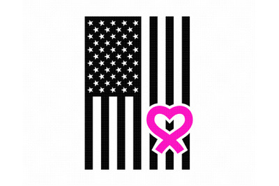 Cancer Awareness Ribbon with American Flag SVG