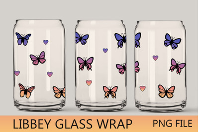 Butterfly 16 oz libbey can glass sublimation wrap