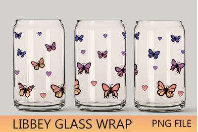 Butterfly wrap png&2C; 16 oz libbey can glass sublimation