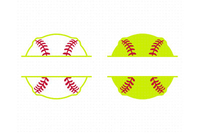 Softball Split Frame Monogram SVG