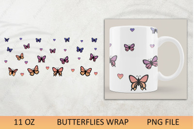 11 oz mug sublimation wrap with butterfly