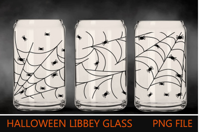 Halloween glass wrap, 16oz libbey glass with spider web