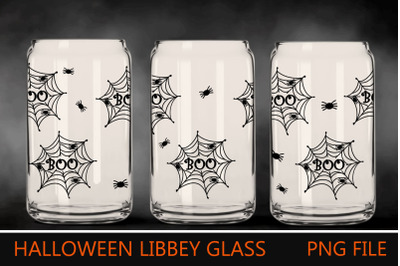 Halloween 11 oz libbey can glass wrap with spider web