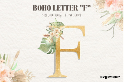 Boho Floral&nbsp;Letter F