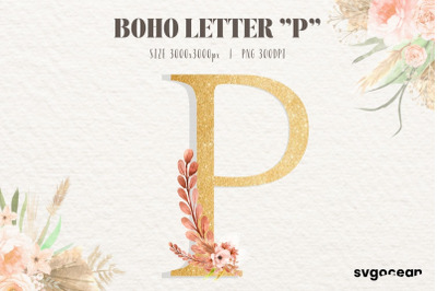 Boho Floral Letter P