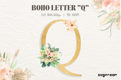 Boho Flower Letter Q