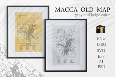 Mecca old vintage map