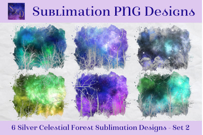Sublimation PNG Designs - Silver Celestial Forest - Set 2