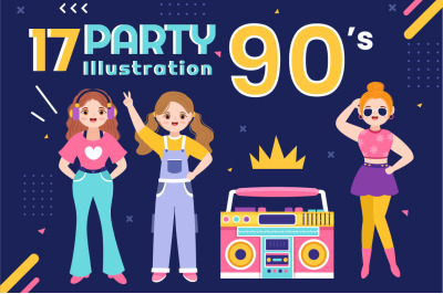 90s Retro Party Illustration