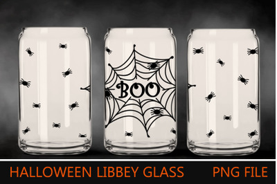 Halloween can glass, Halloween libbey wrap with spider web