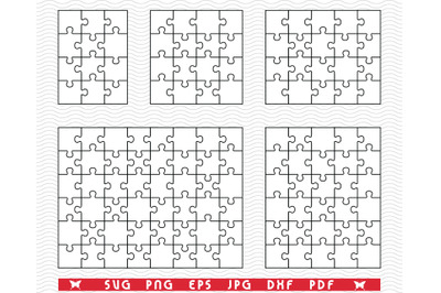 SVG White Puzzles, Separate Pieces digital clipart