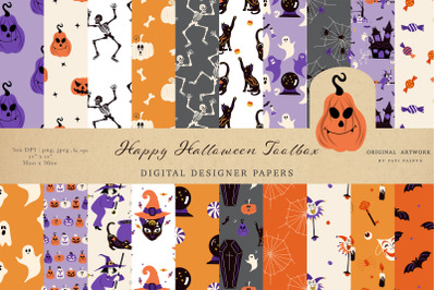 Happy Halloween Seamless Patterns Vector Set