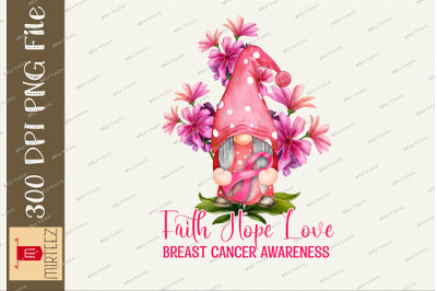 Gnome Faith Hope Love Breast Cancer