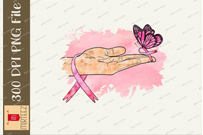 Pink Ribbon Hand Breast Cancer Awareness