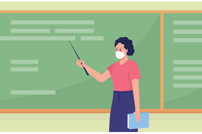 School teacher flat color vector illustration