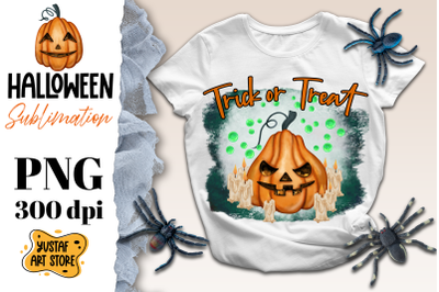 Halloween Pumpkin sublimation design. Trick or Treat