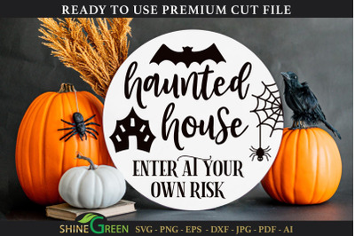 Haunted House | Halloween Round Sign SVG Cut File