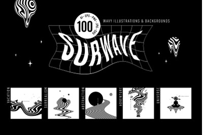 SurWave. 100 Wavy Illustrations &amp; Backgrounds