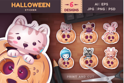 Set Halloween Stickers | Cartoons PNG