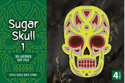3D Calavera Sugar Skull Layered SVG