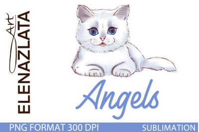 Kitten Are Angels sublimation Cat clipart