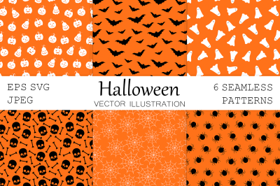 Halloween pattern. Pumpkin pattern. Bats pattern. Ghost SVG