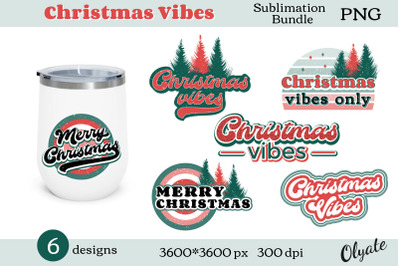 Christmas Vibes Bundle. Retro Christmas Sublimation Bundle.
