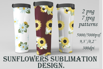 Sunflowers sublimation design. Pattern, flowers, seamless