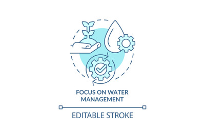Focus on water management turquoise concept icon