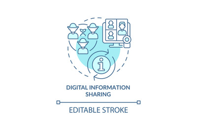 Digital information sharing turquoise concept icon