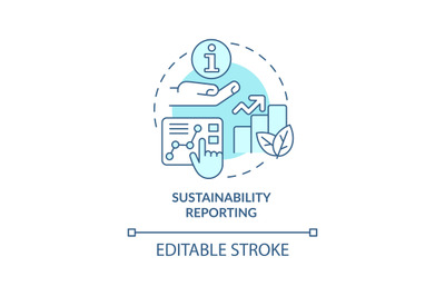 Sustainability reporting turquoise concept icon