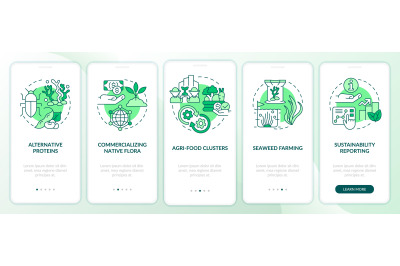 Agricultural trends green onboarding mobile app screen