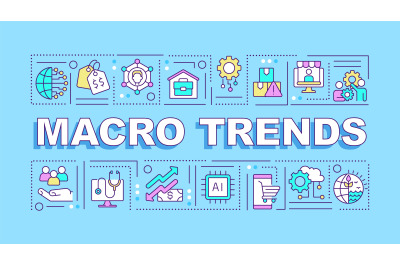 Macro trends word concepts blue banner