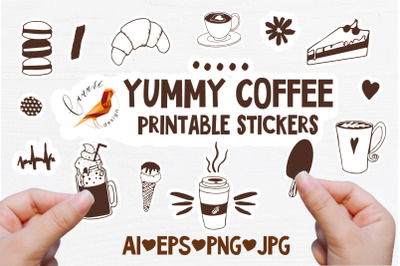 YUMMY COFFEE Printable Stickers