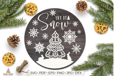 Let it snow svg | Christmas round sign