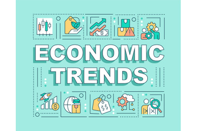 Economic trends word concepts green banner