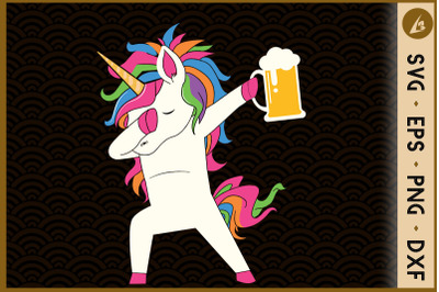 Cool Dabbing Unicorn With Beer