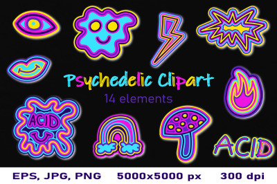 Acid Trippy Psychedelic Clipart.