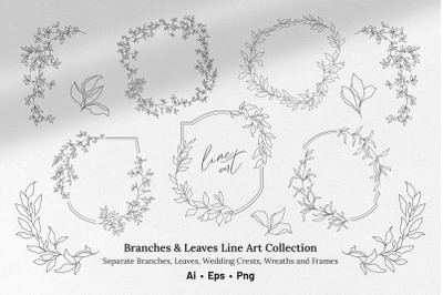 Leaves &amp; Branches Line Art Collection