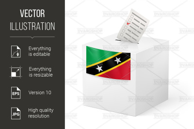 Ballot box with voting paper. Saint Kitts and Nevis