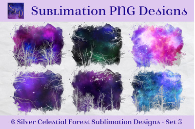 Sublimation PNG Designs - Silver Celestial Forest - Set 3