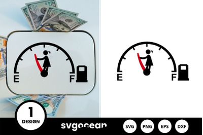 Girl Stopping Fuel Gauge Indicator SVG Design