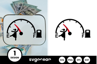 Women Stopping Fuel Gauge Indicator SVG Design