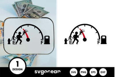 Fireman Stopping Fuel Gauge Indicator SVG Design