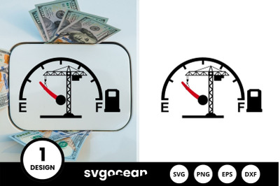 Construction Crane Stopping Fuel Gauge Indicator SVG Design