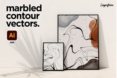 Marbled Contour Abstract Vectors