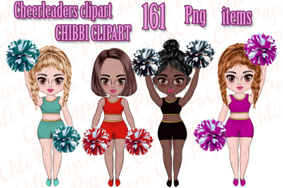Cheerleaders clipart,Girls Clipart,Cute Chibi girls clipart