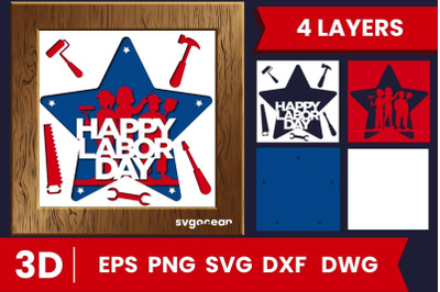 Labor Day Shadow Box SVG