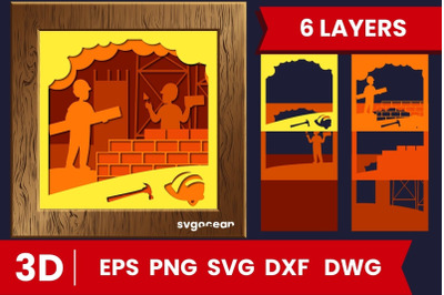 Builders Work Shadow Box SVG